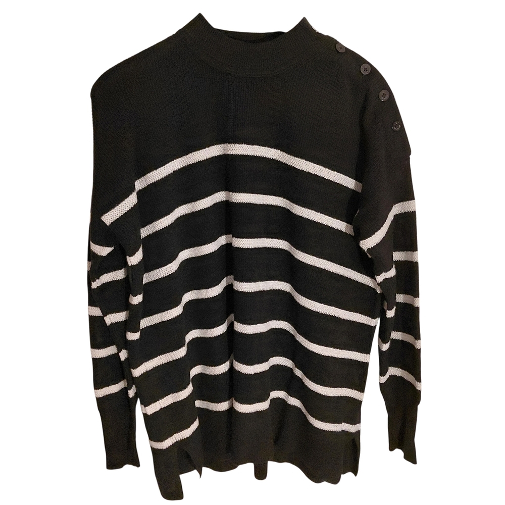 Polo Ralph Lauren Mock Neck Striped Knitted Nautical Button Sweater